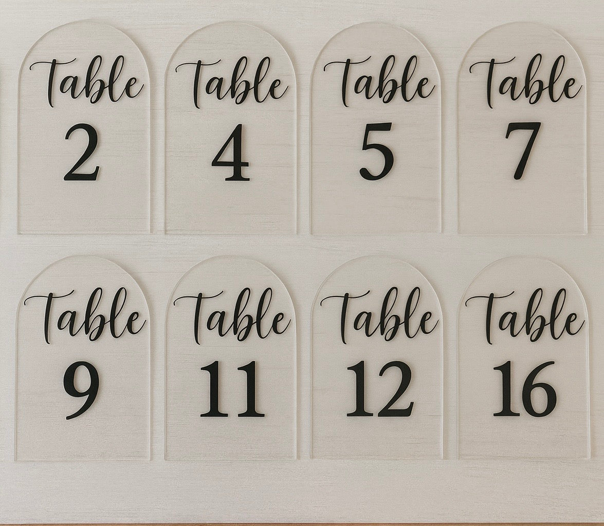 Arched Table Number Signs